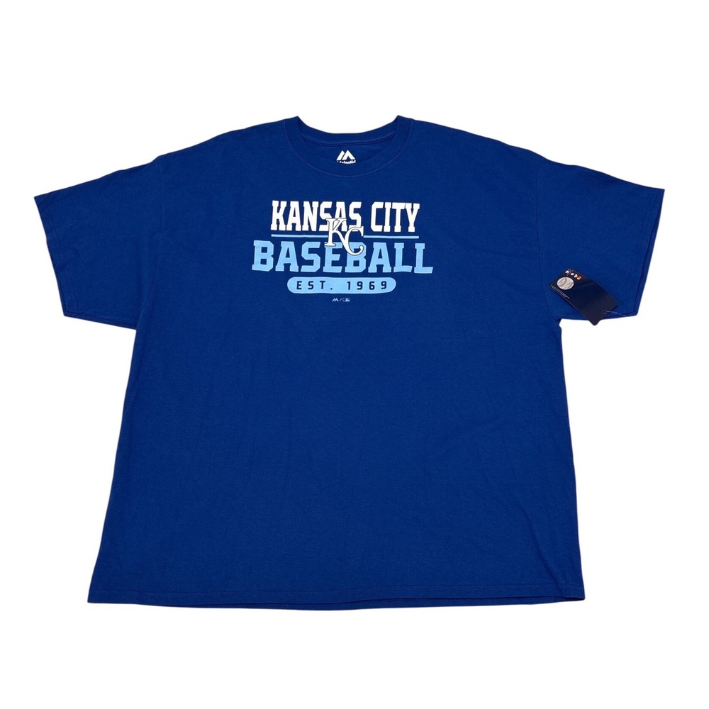 Majestic Kansas City Royals Baseball Graphic T-Shirt Mens 3XL Blue MLB Est 1969